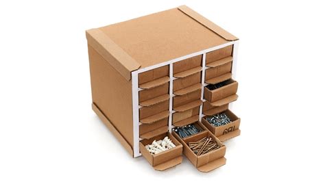 Making a Small Parts Organizer with Drawers from Cardboard.